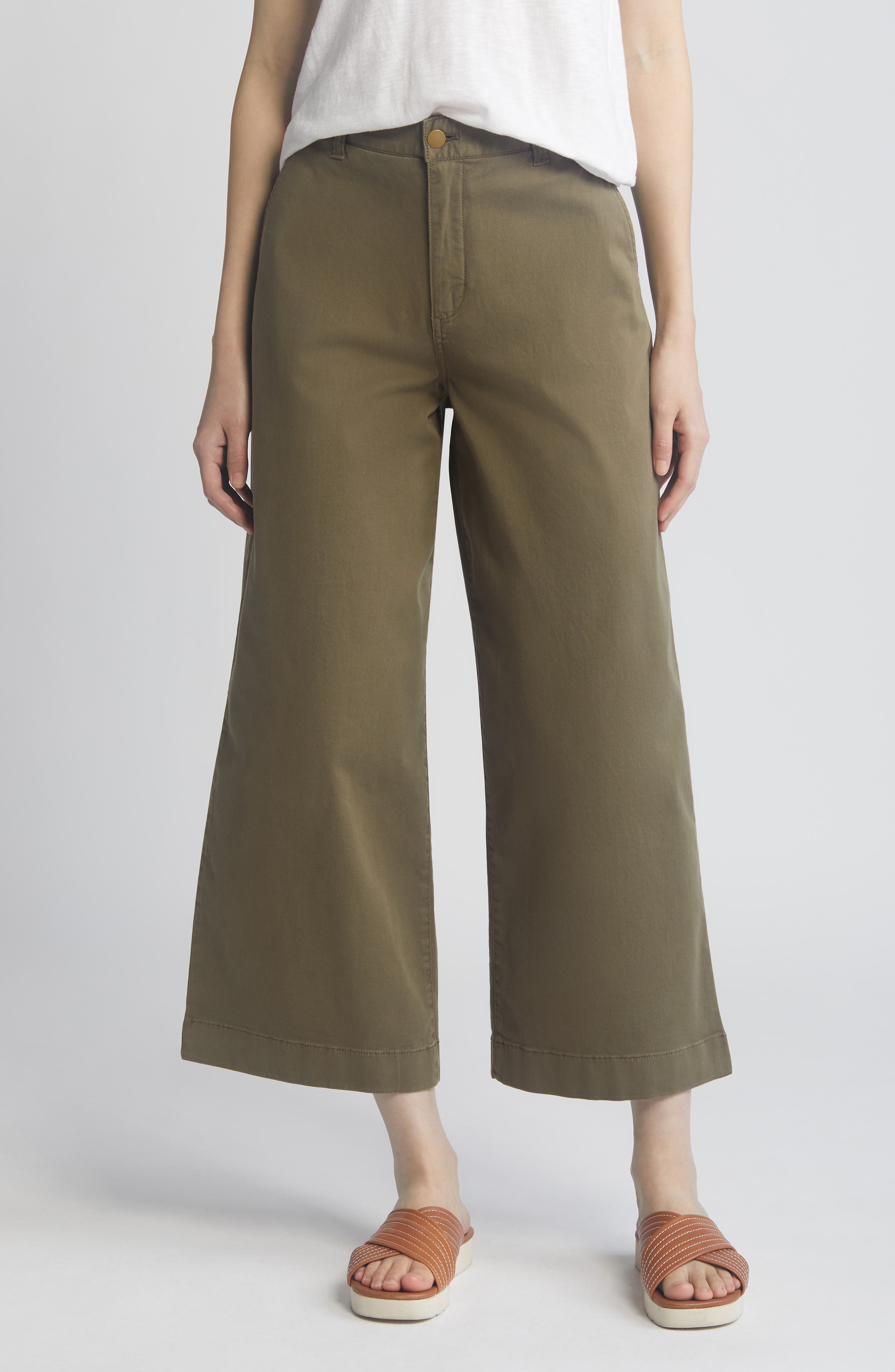 Caslon® Ultra High Rise Wide Leg Twill Pants