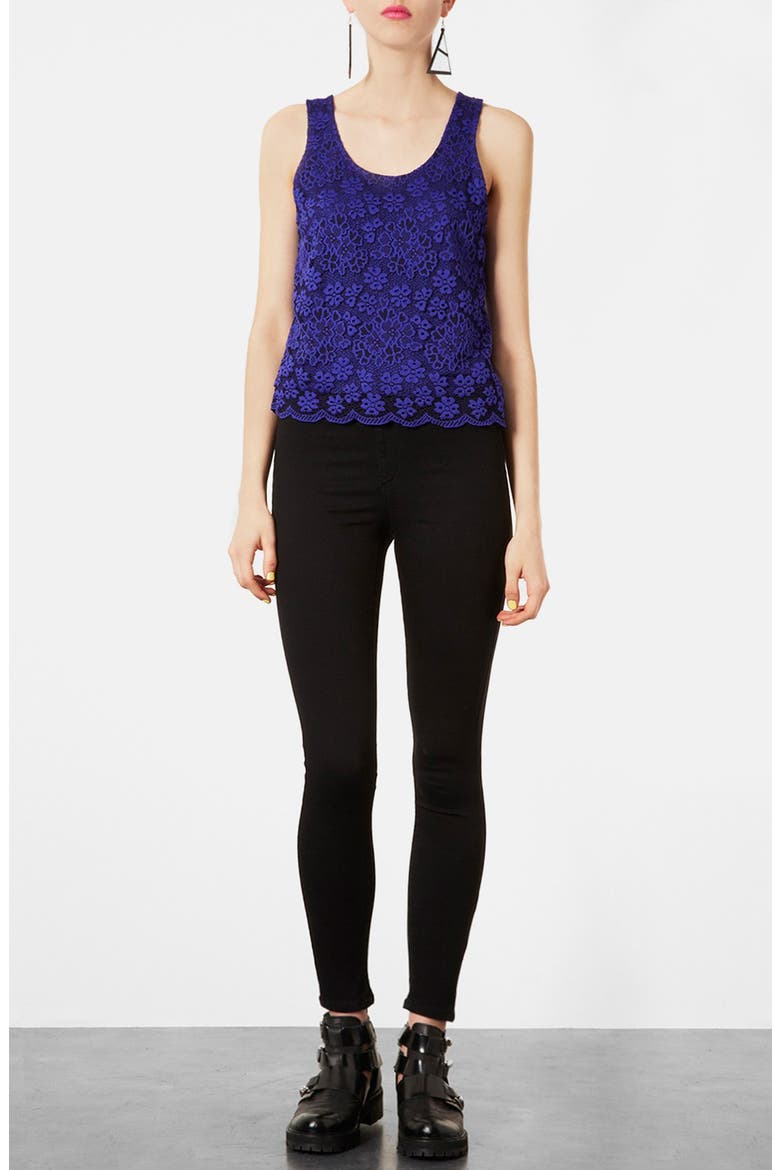 Moto 'Joni' High Rise Skinny Jeans, Alternate, color, BLACK