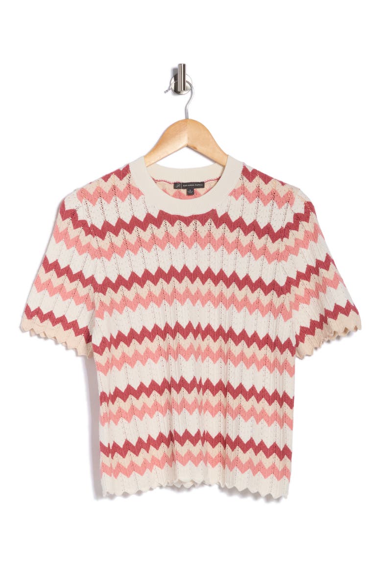 Zigzag Short Sleeve Pointelle Sweater (Women) | Nordstromrack