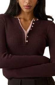 Nobody's Child Double Layer Henley Sweater
