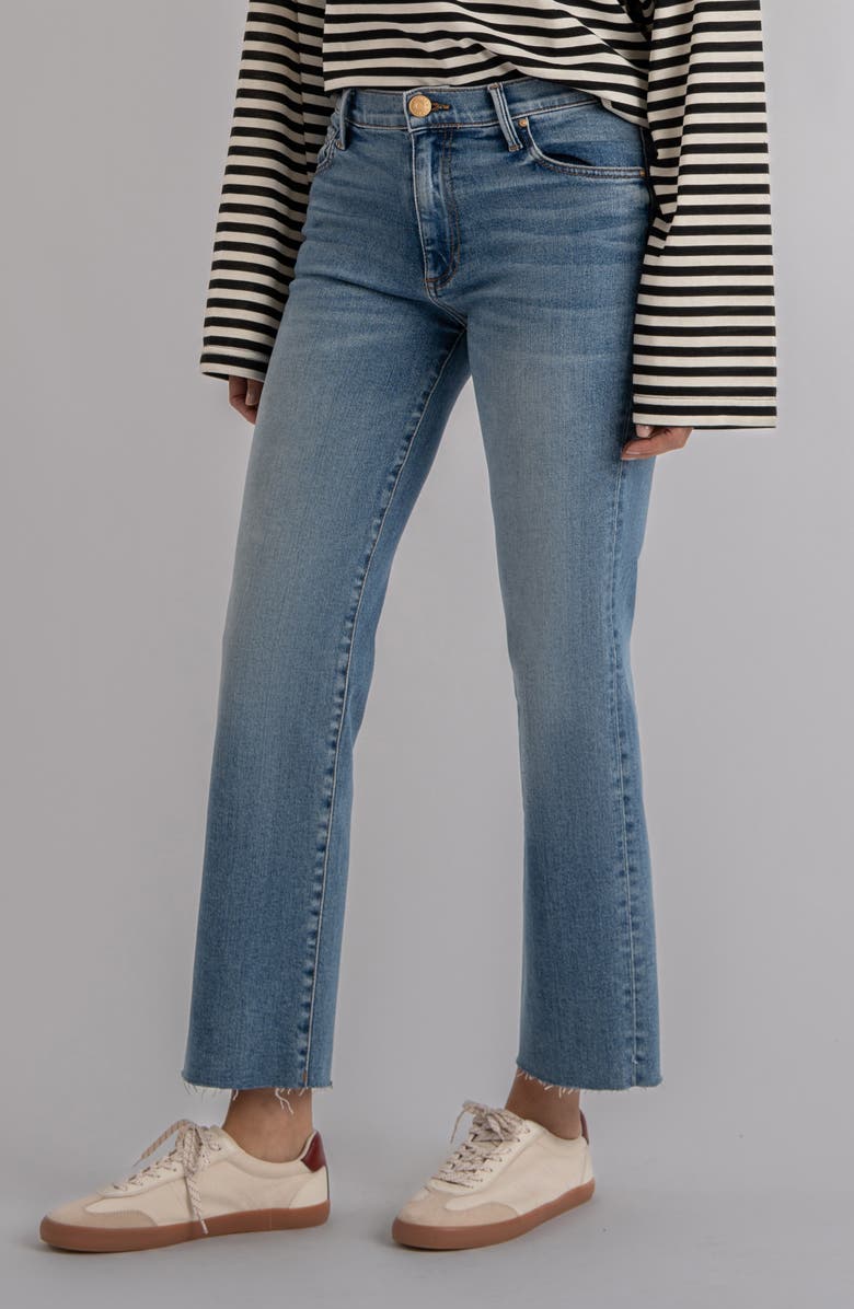 KUT from the Kloth Avery Fab Ab High Waist Raw Hem Ankle Straight Leg Jeans, Alternate, color, Building