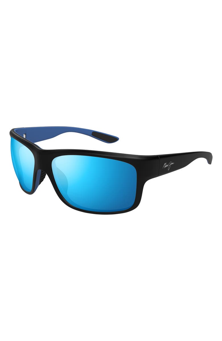 Maui Jim Southern Cross 63mm Oversize Polarized Sunglasses, Alternate, color, Black/ Blue Hawaii