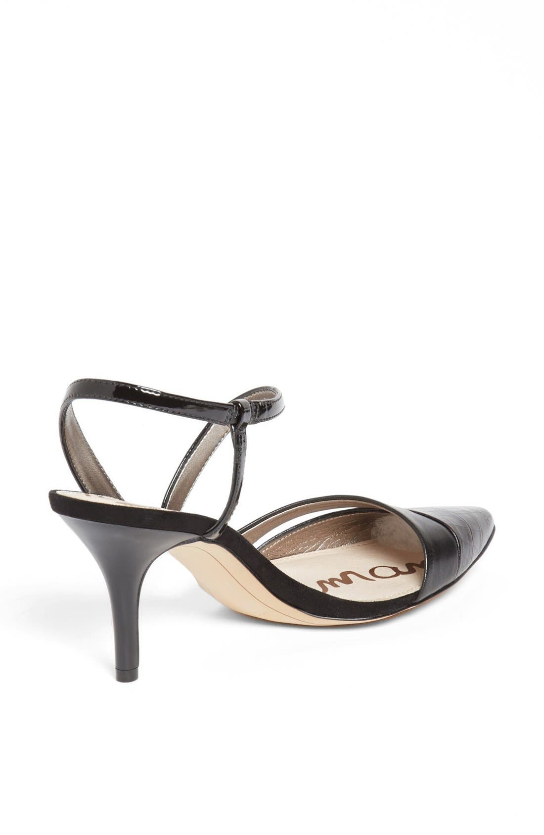 'Othello' Croc Embossed Pointy Toe Pump, Alternate, color, BLACK LEATHER/ CROCODILE
