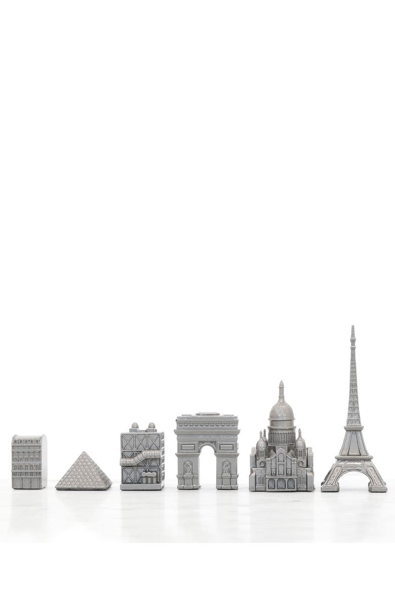Chess Set Stainless Steel PARIS with Paris Map Board, Alternate, color, Black