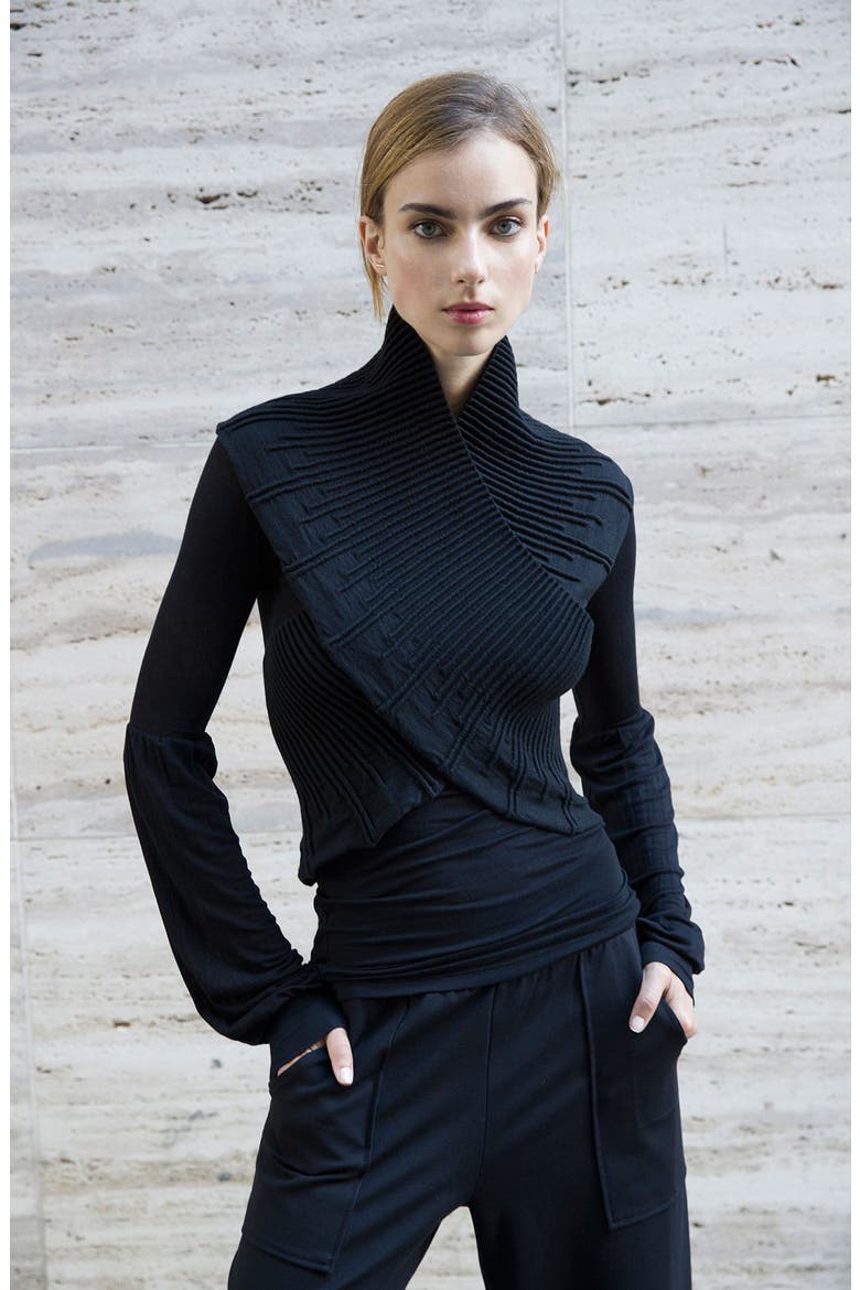 Colette Crop Back Zip Bolero, Alternate, color, BLACK