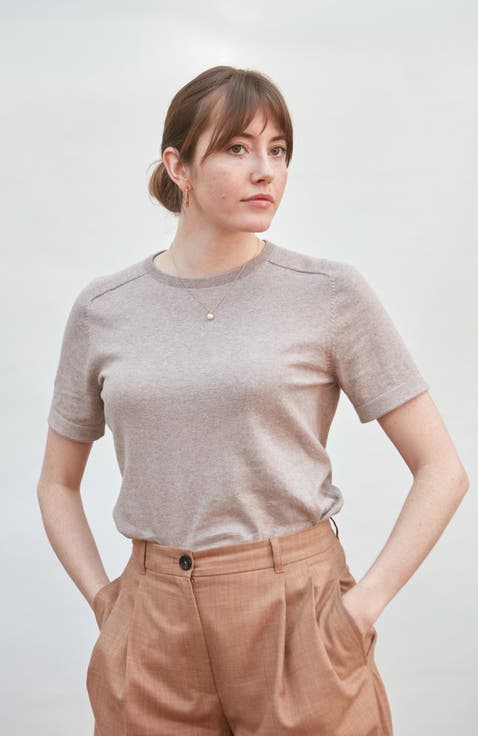Cassie Saddle Shoulder Knitted T-Shirt