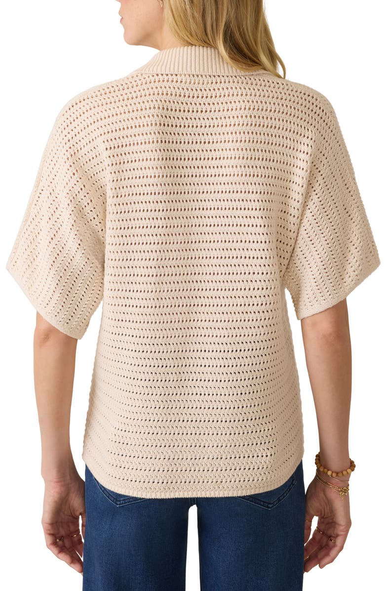 Faherty Seacoast Open Stitch Cotton Polo, Alternate, color, Cream