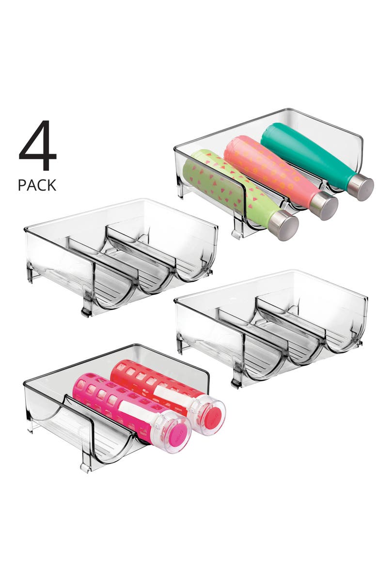 mDesign Plastic Free-Standing Stacking 3 Bottle Storage Rack, 4 Pack, USA Made, Alternate, color,