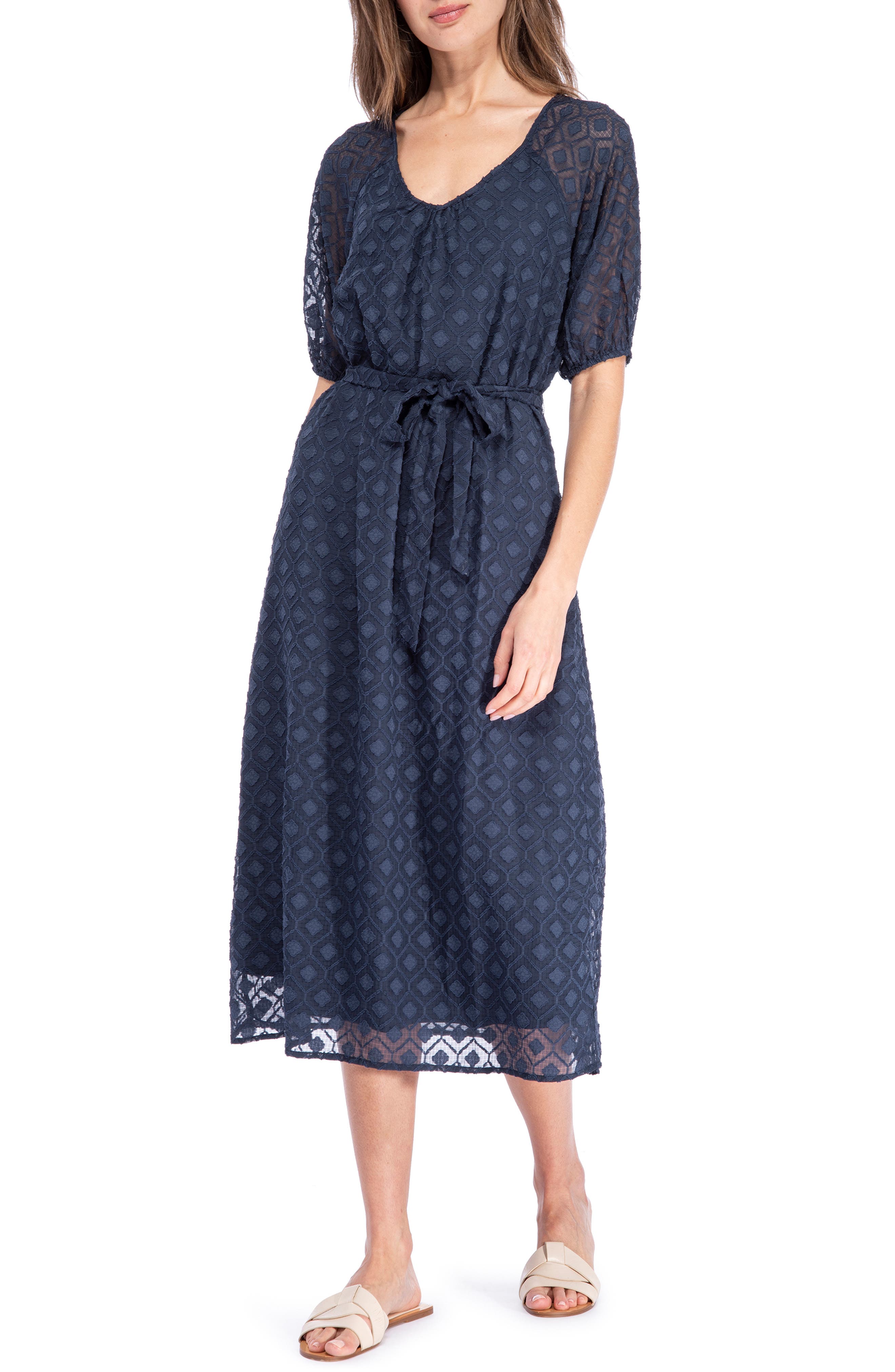 Bobeau V-Neck Self Tie Midi Dress (Women) | Nordstromrack