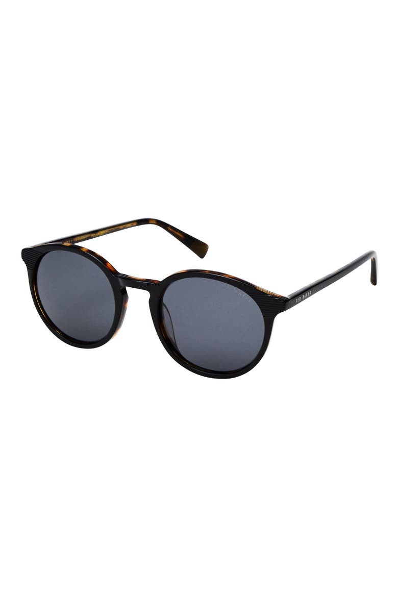 51mm Polarized Round Sunglasses, Alternate, color, BLACK