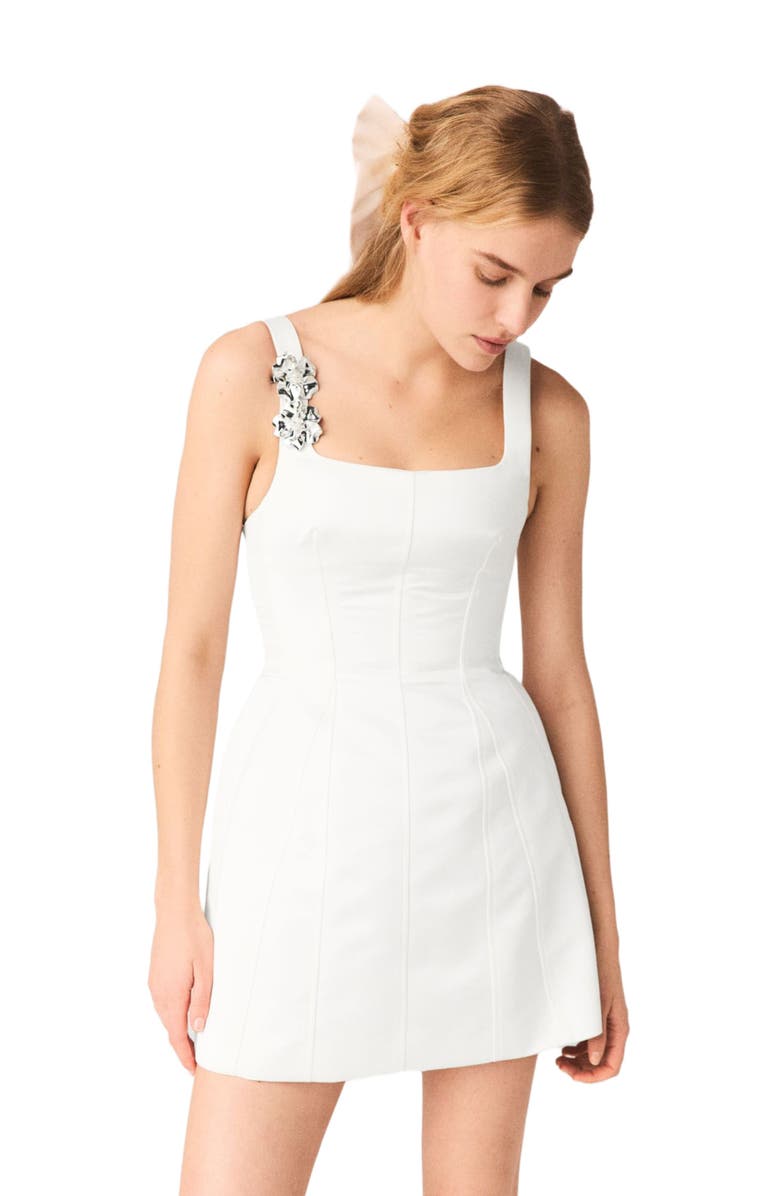 maje Short satin dress, Alternate, color, White