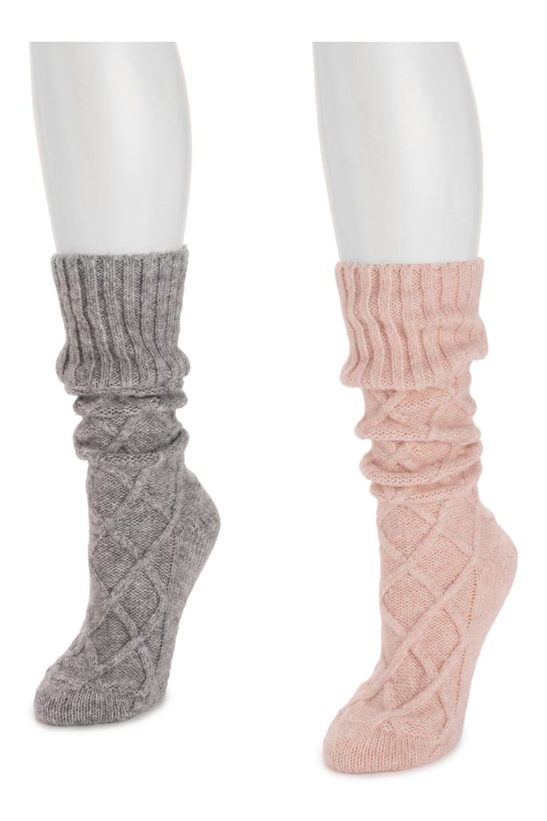 Lounge Lattice Crew Socks, Alternate, color, PINK-GREY