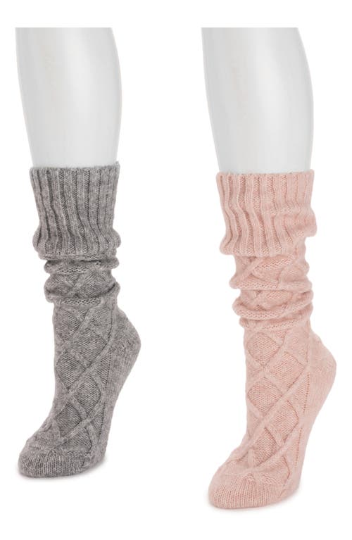 Muk Luks Lounge Lattice Crew Socks In Multi