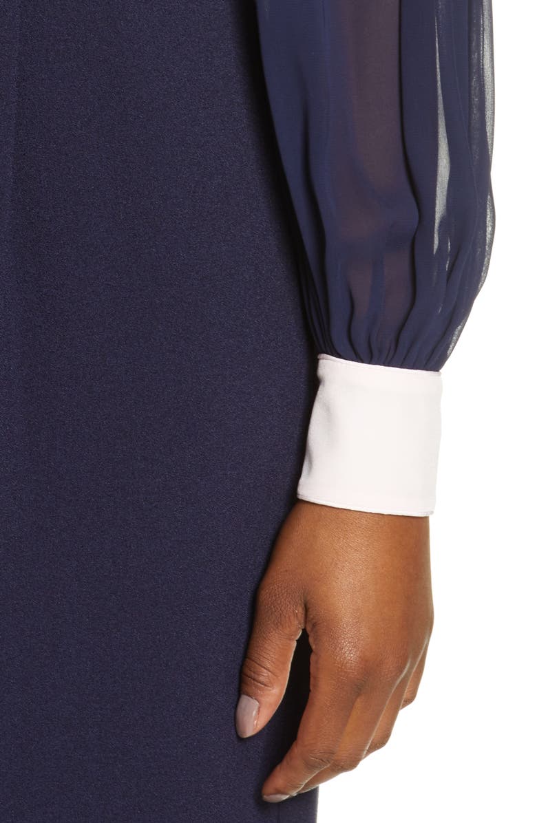 Harper Rose Long Sleeve Crepe & Georgette Jumpsuit, Alternate, color, 