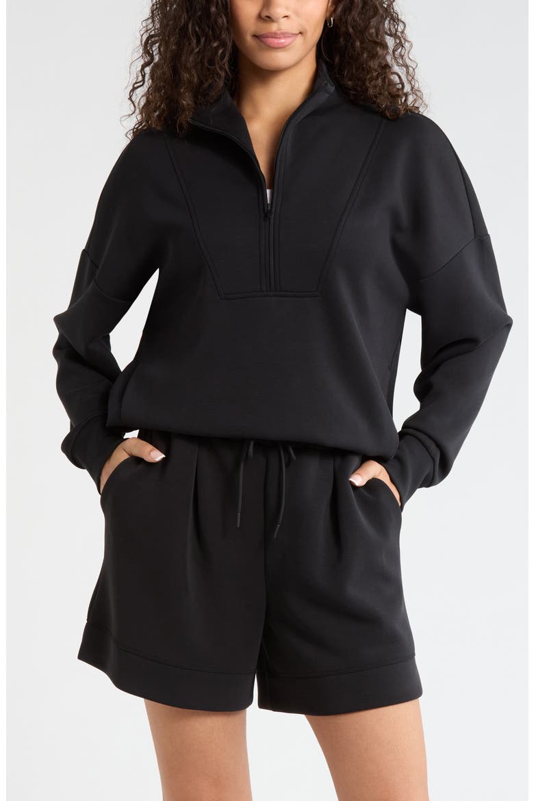 Soft Luxe Half Zip Pullover, Main, color, BLACK