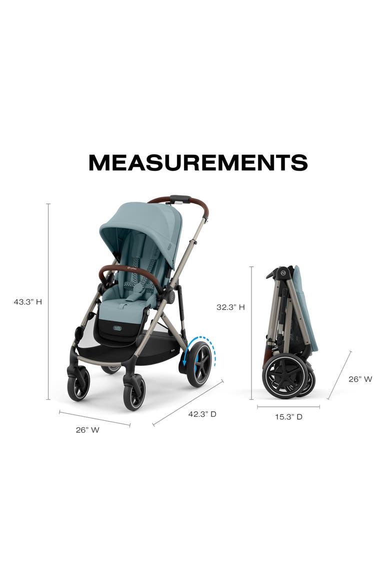 e-Gazelle S Stroller & Cloud G Pro Car Seat Travel System, Alternate, color, STORMY BLUE