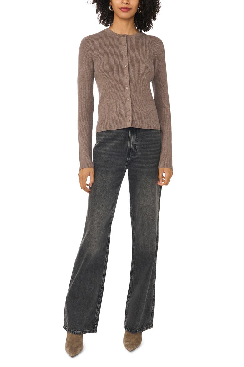 Ribbed Button Front Cardigan, Alternate, color, COOL TAUPE