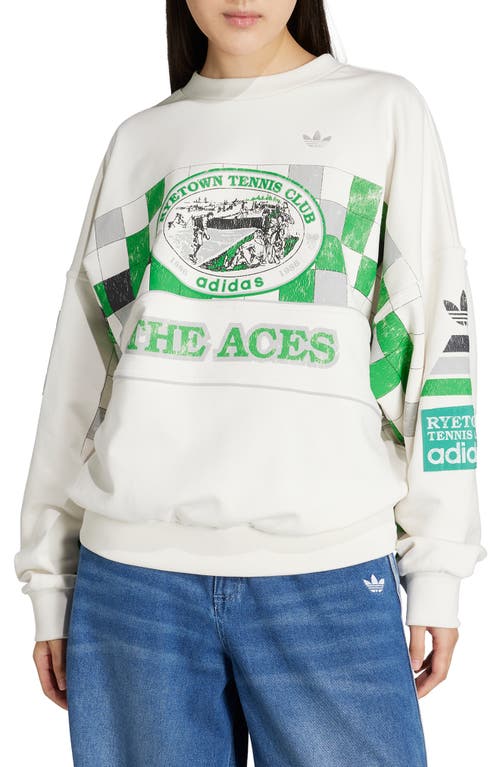 Adidas Originals Adidas Archive Court Crewneck Sweatshirt In White