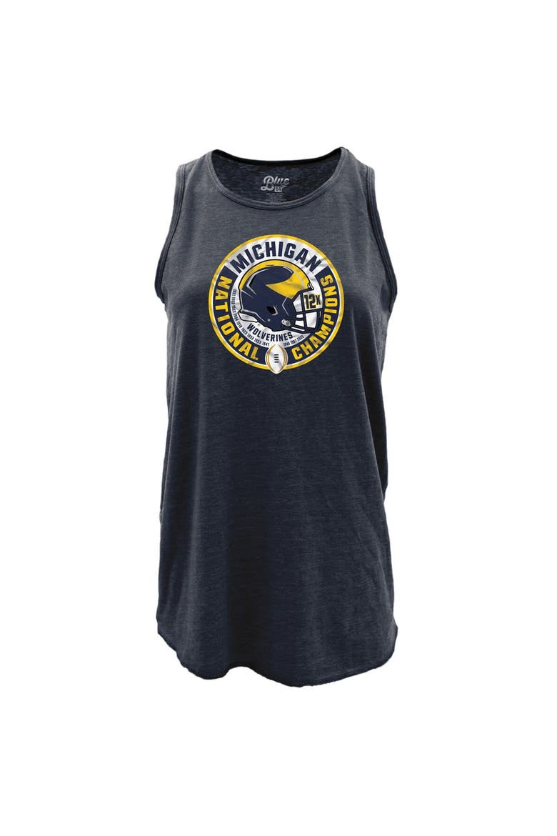 Women's Blue 84  Navy Michigan Wolverines College Football Playoff 2023 National Champions Slow Decent Racer Back Tri-Blend Tank Top, Main, color, Navy