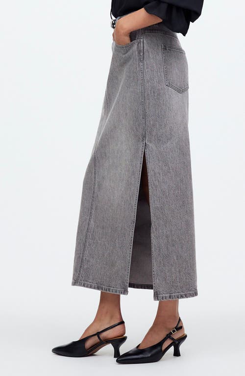 Madewell Side Slit Denim Midi Skirt In Hallandale Wash