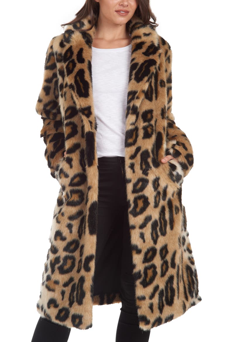 Faux Fur Coat, Main, color, LEOPARD