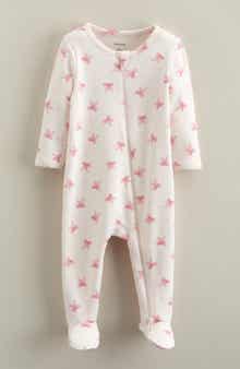 Print Cotton Footie Romper