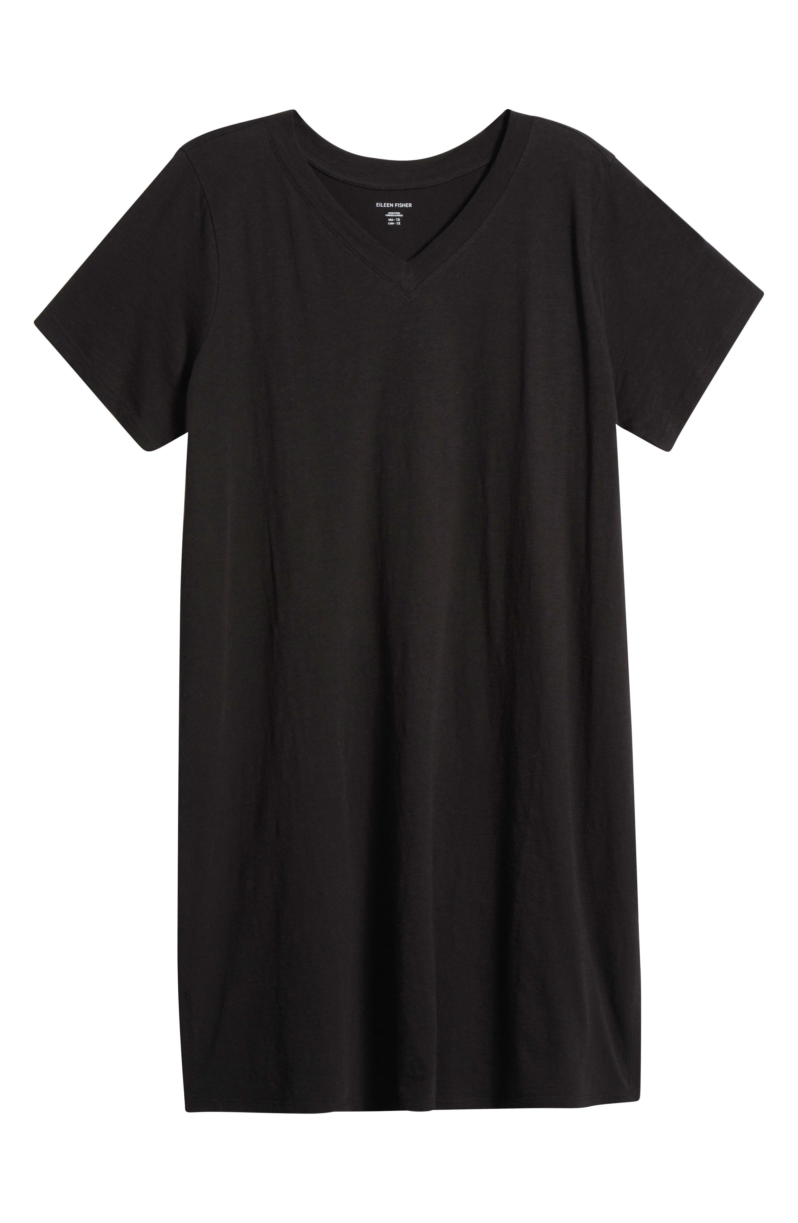 eileen fisher organic cotton jersey midi t shirt dress V-Neck Organic Cotton T-Shirt Dress (Women)