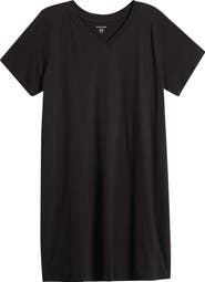 Eileen Fisher V-Neck Organic Cotton T-Shirt Dress