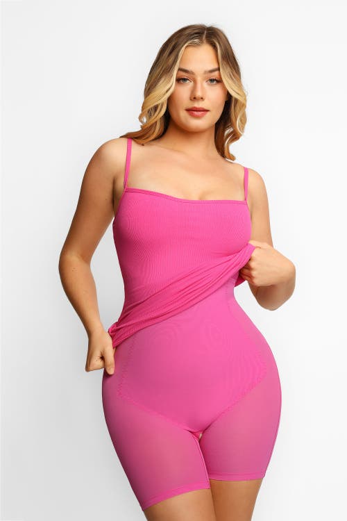 Popilush Shapewear Solid Modal Butt Lift Mini Slip Dress In Hot Pink