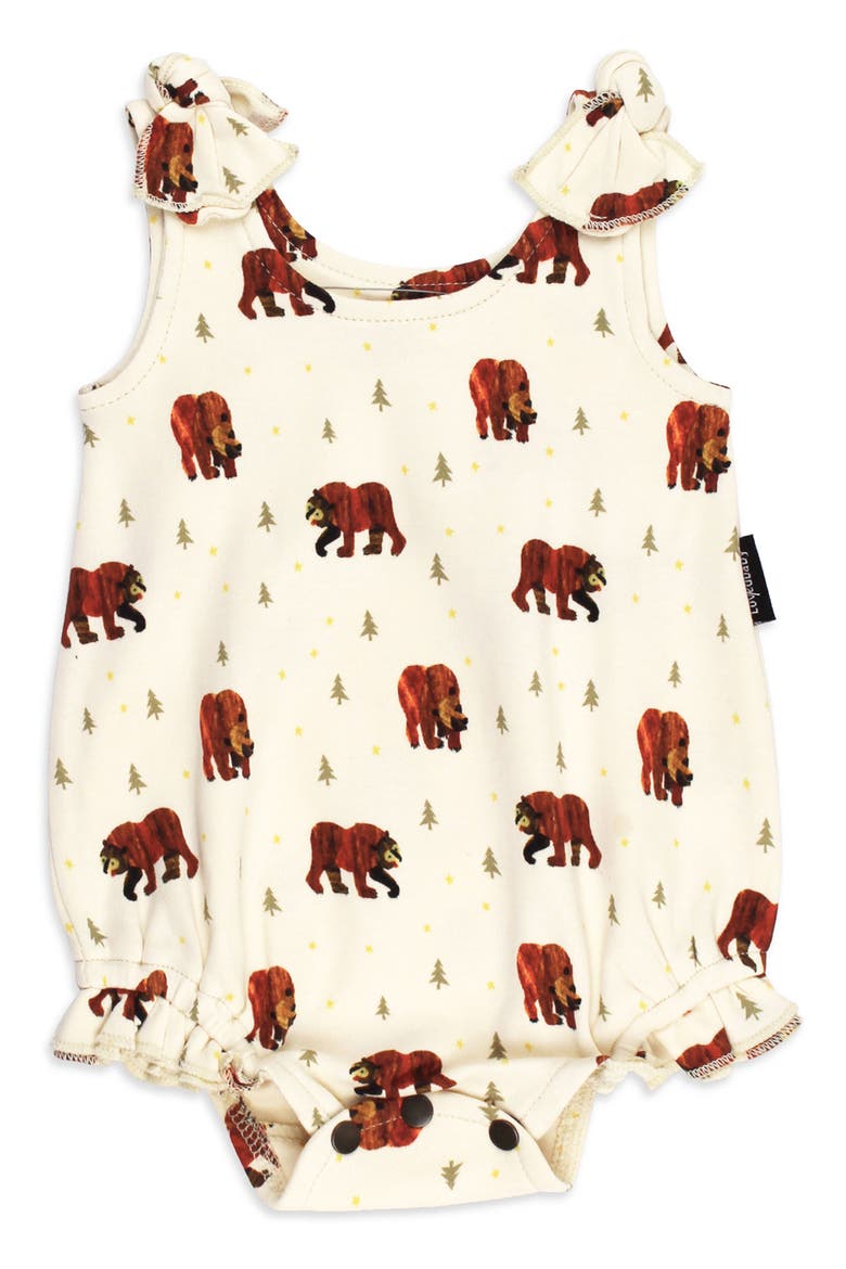 x The Very Hungry Caterpillar™ Organic Cotton Shoulder Tie Bodysuit, Main, color, BROWN BEAR