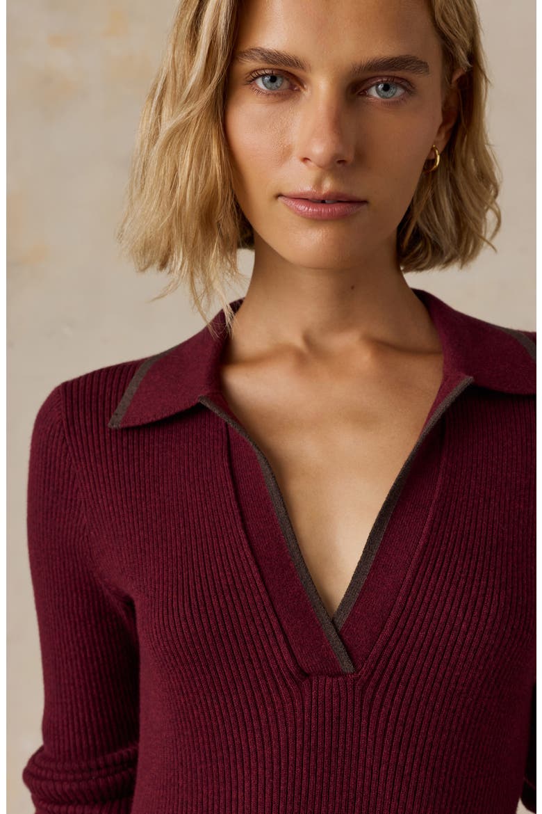 Throwback Cotton and Cashmere Sweater Maxi Dress, Alternate, color, MERLOT