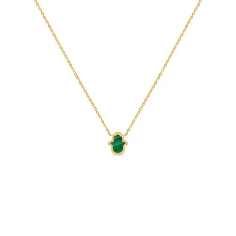Honest & Bright Malachite Hamsa Gold Necklace