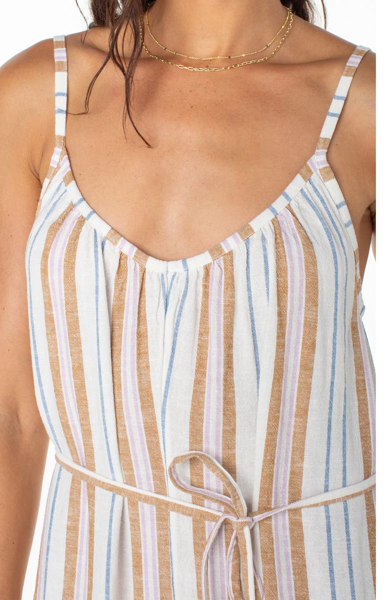 Roxy Gale Stripe Linen Blend Jumpsuit, Alternate, color, Egret