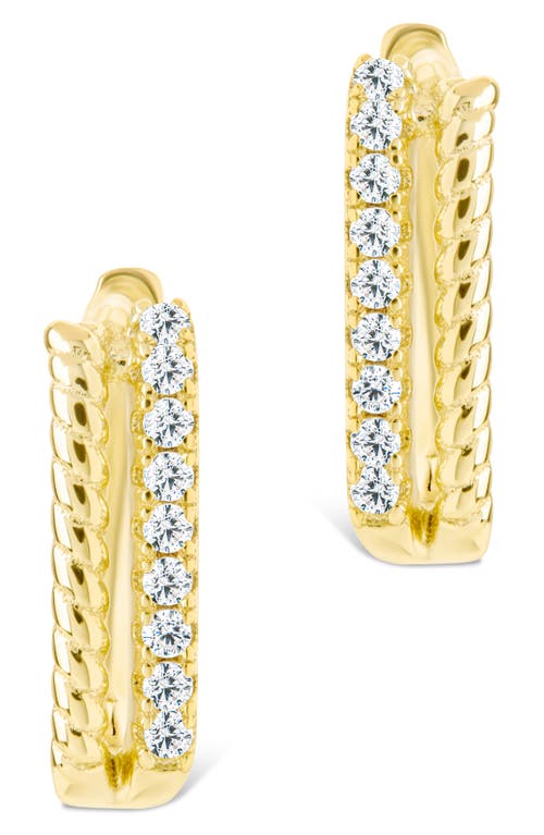Sterling Forever Cori Cubic Zirconia Rectangular Huggie Hoop Earrings In Gold