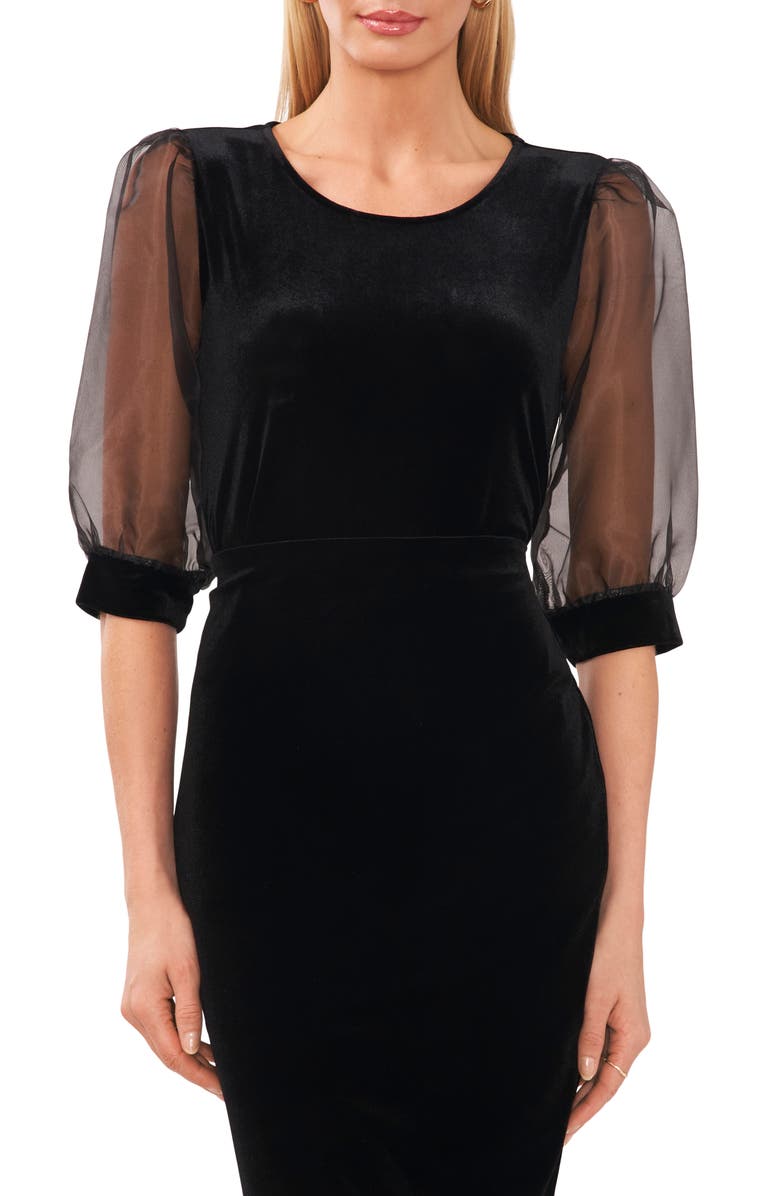 Halogen<sup>®</sup> Puff Sleeve Velour Top, Main, color,