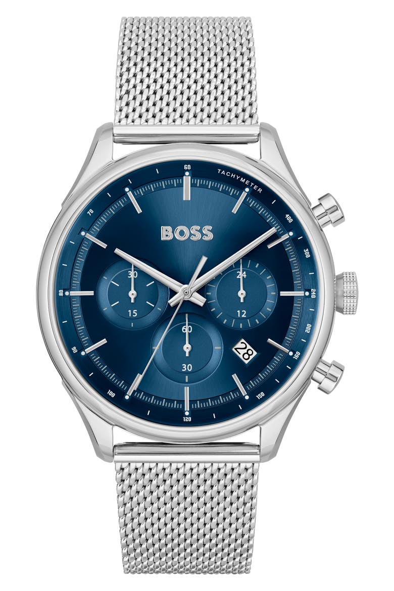 Gregor Sunray Chronograph Bracelet Watch, 45mm x 11.8mm, Main, color, BLUE DIAL