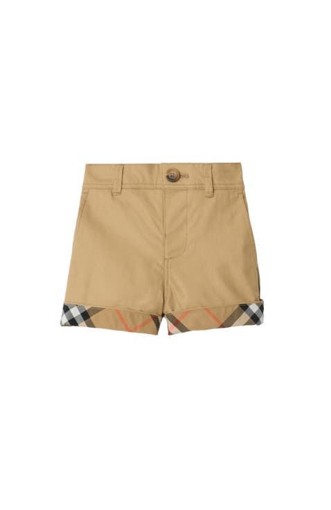 Check Turn-up Cotton Shorts