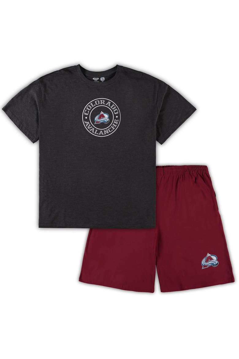 Men's Concepts Sport Burgundy/Heathered Charcoal Colorado Avalanche Big & Tall T-Shirt & Shorts Sleep Set, Alternate, color, Burgundy