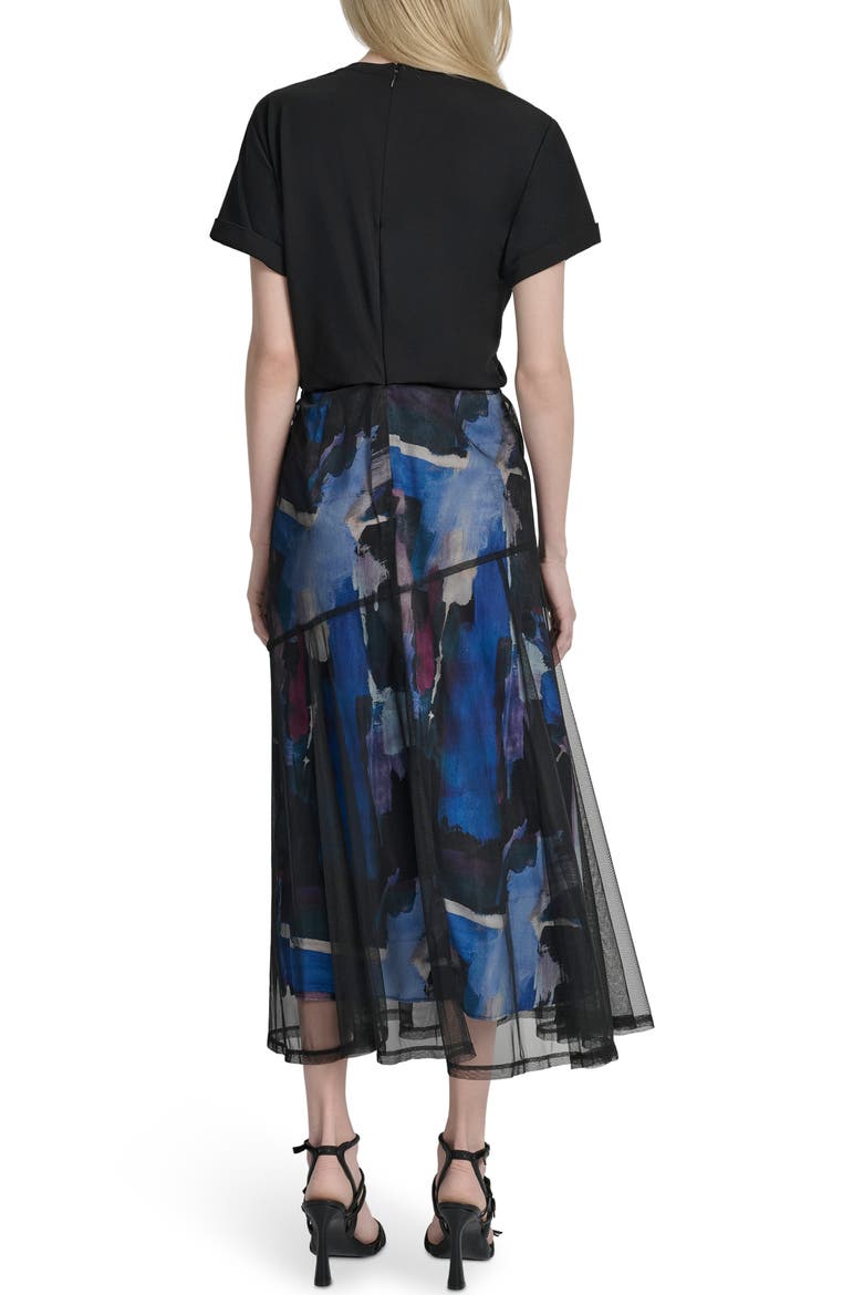 mixed media sheer skirt dress Print Skirt Mixed Media Dress (Women)