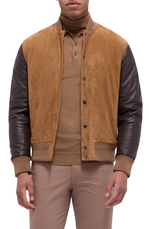 Bugatchi Suede & Leather Bomber Jacket In Multi