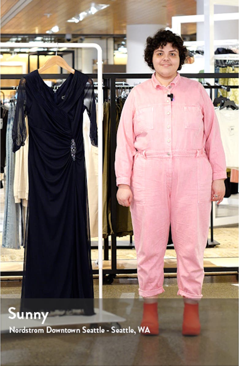 Pleated Portrait Collar Chiffon Gown, sales video thumbnail