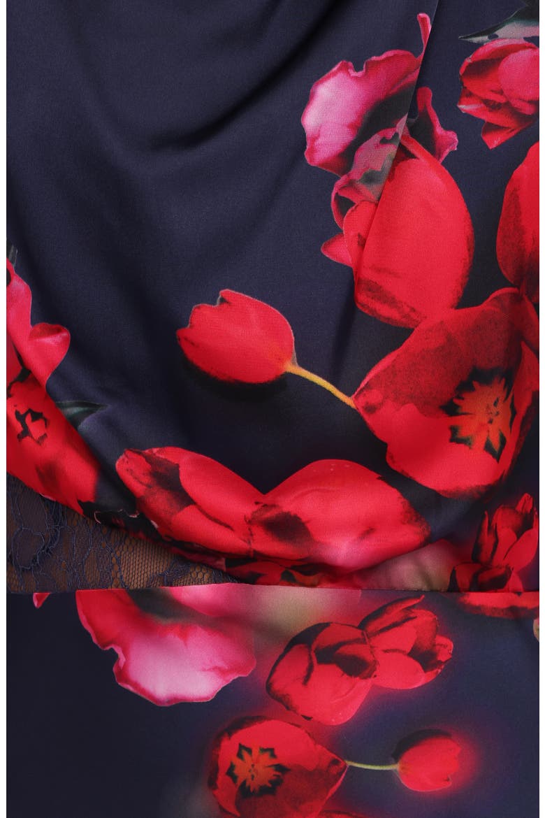 Annabelle Floral Cowl Neck Satin Maxi Dress, Alternate, color, NAVY FLORAL