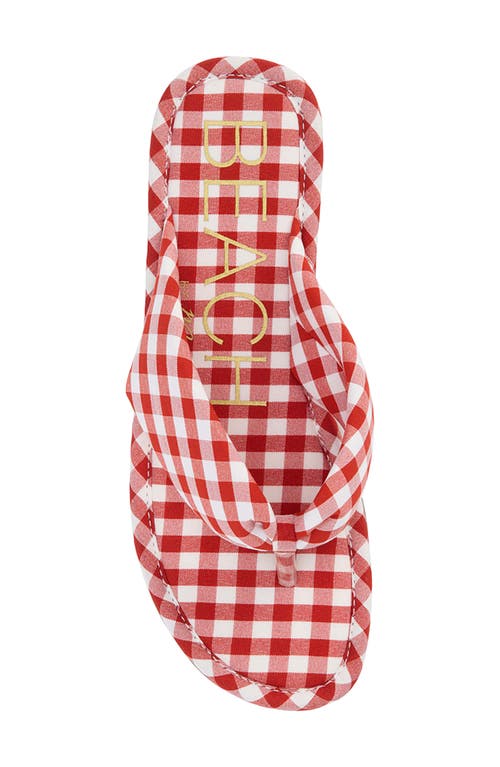 Beach By Matisse Gidget Red Gingham Flat Thong Sandals In Red Gingham
