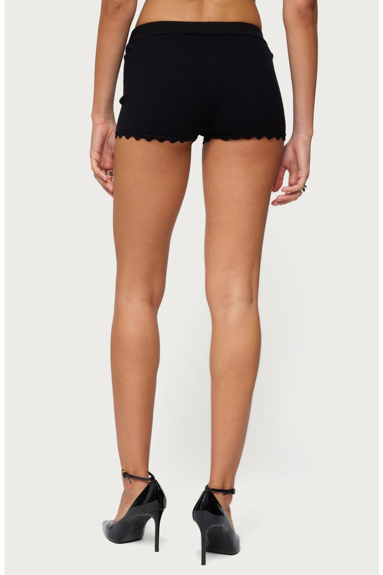 Maizy Scalloped Knit Microshorts, Alternate, color, BLACK