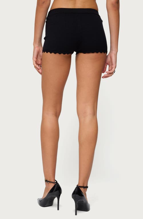 Edikted Maizy Scalloped Knit Microshorts In Black
