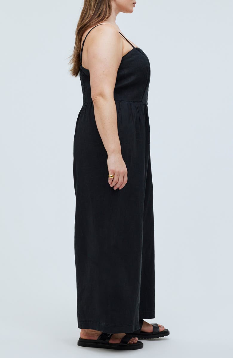 Madewell Sleeveless Wide Leg Linen Jumpsuit, Alternate, color,