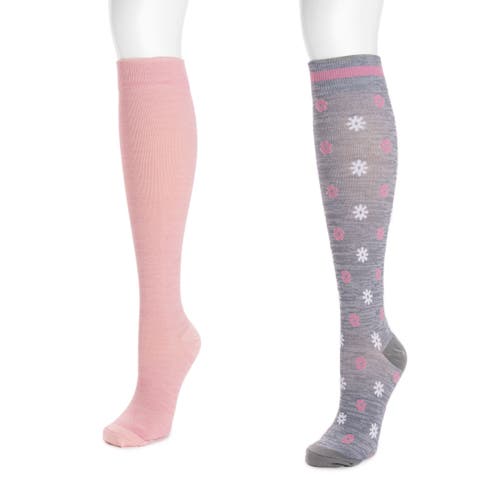 Muk Luks Nylon Blend Compression Socks 2 Pair Pack In Multi