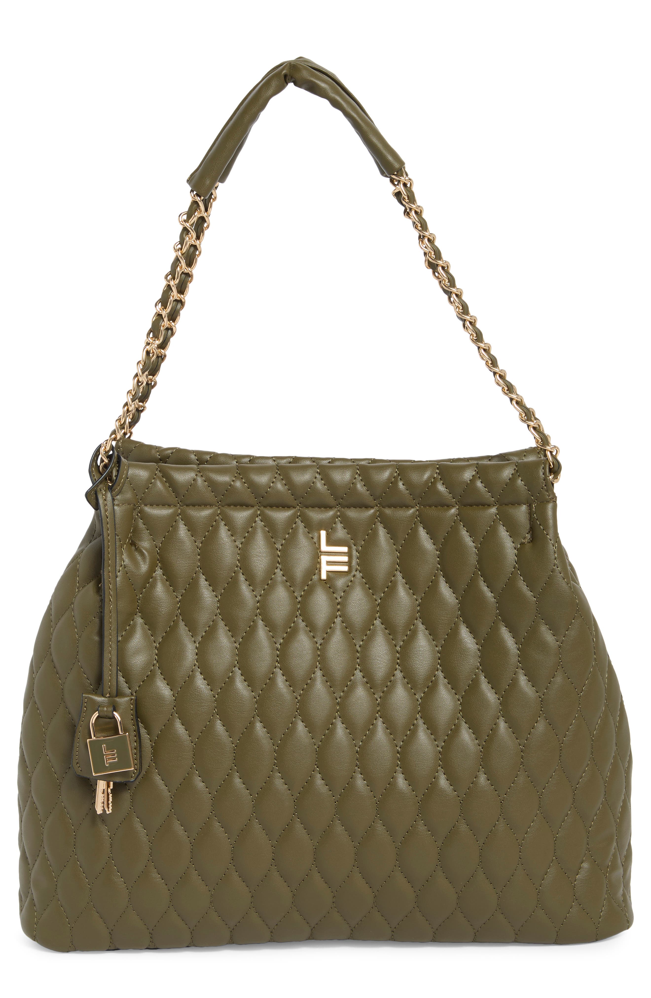 Quilted Hobo Bag, Main, color, OLIVE