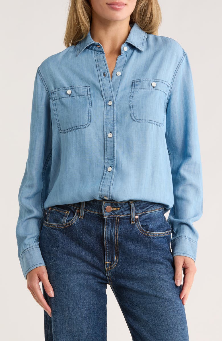 Tailor Vintage Loose Fit Denim Button-Up Shirt, Main, color, Light Wash