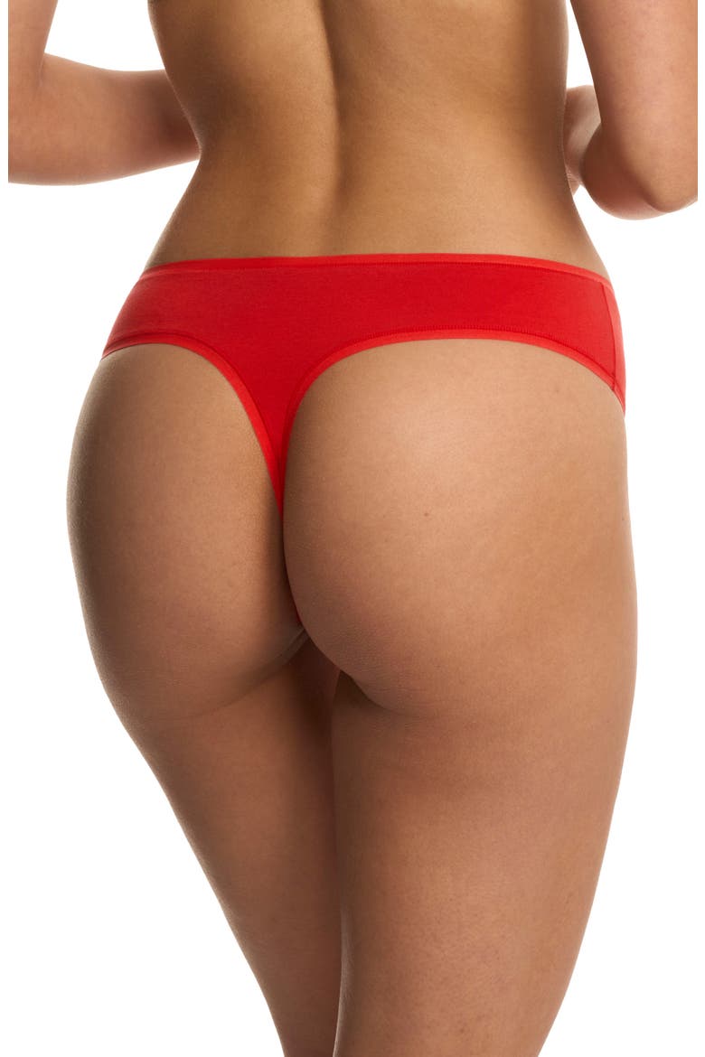 Bliss Bare Stretch Cotton Thong, Alternate, color, PAPRIKA